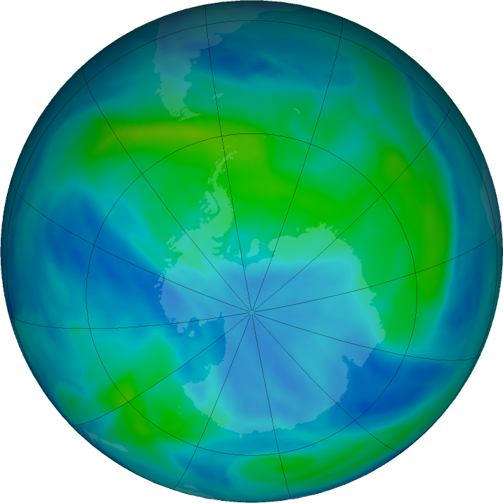 Antarctic ozone map for 13 March 2023